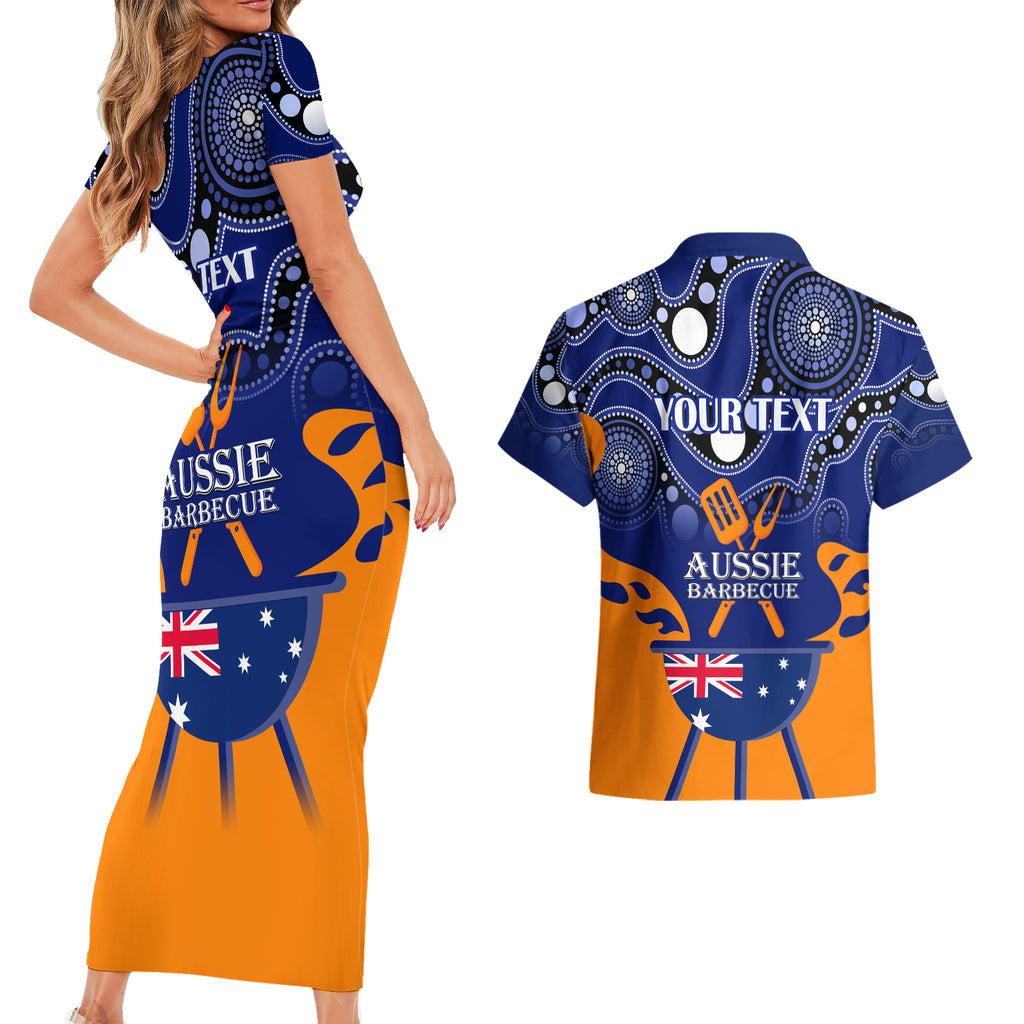 personalised-australia-barbecue-couples-matching-short-sleeve-bodycon-dress-and-hawaiian-shirt-aussie-lovers-bbq-indigenous-version