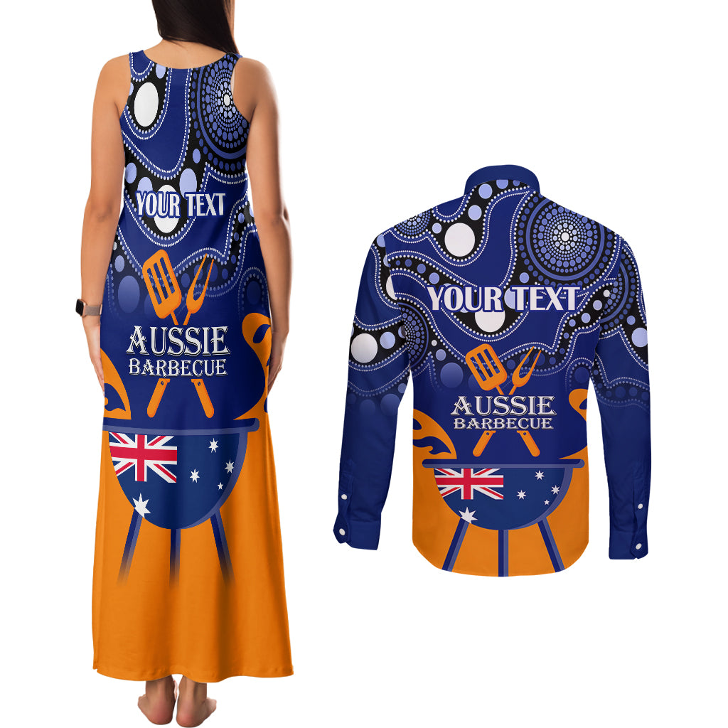 personalised-australia-barbecue-couples-matching-tank-maxi-dress-and-long-sleeve-button-shirts-aussie-lovers-bbq-indigenous-version