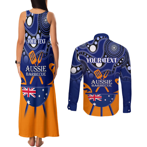 personalised-australia-barbecue-couples-matching-tank-maxi-dress-and-long-sleeve-button-shirts-aussie-lovers-bbq-indigenous-version