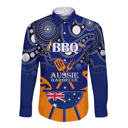 personalised-australia-barbecue-long-sleeve-button-shirt-aussie-lovers-bbq-indigenous-version