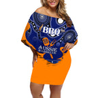 personalised-australia-barbecue-off-shoulder-short-dress-aussie-lovers-bbq-indigenous-version