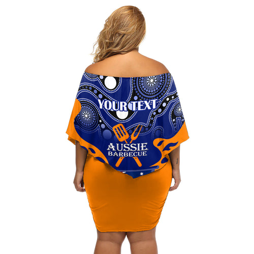 personalised-australia-barbecue-off-shoulder-short-dress-aussie-lovers-bbq-indigenous-version