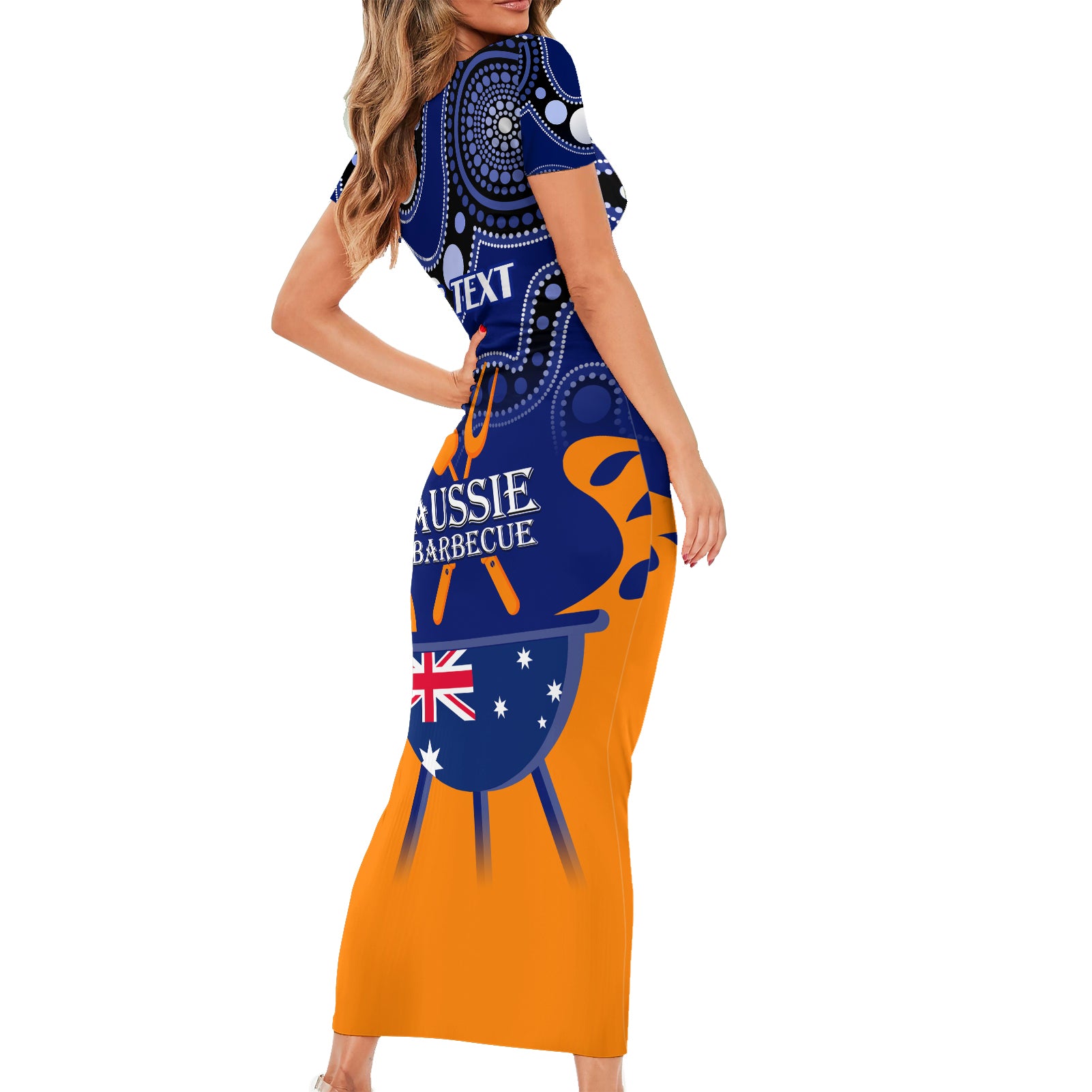 personalised-australia-barbecue-short-sleeve-bodycon-dress-aussie-lovers-bbq-indigenous-version