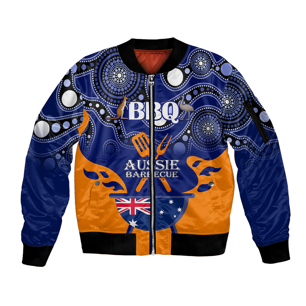 personalised-australia-barbecue-sleeve-zip-bomber-jacket-aussie-lovers-bbq-indigenous-version