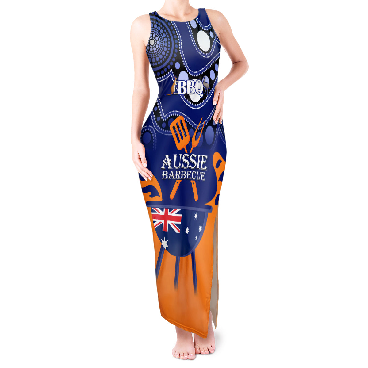 personalised-australia-barbecue-tank-maxi-dress-aussie-lovers-bbq-indigenous-version