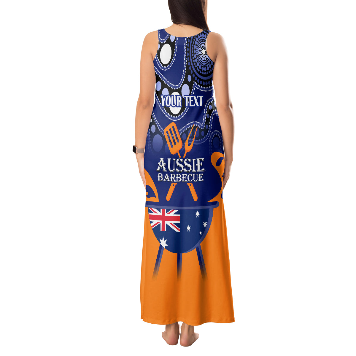 personalised-australia-barbecue-tank-maxi-dress-aussie-lovers-bbq-indigenous-version
