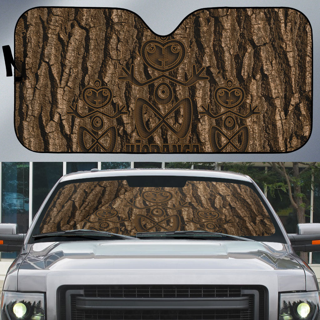 Kioranga Moriori New Zealand Auto Sun Shade Kopi Rakau Carving Art