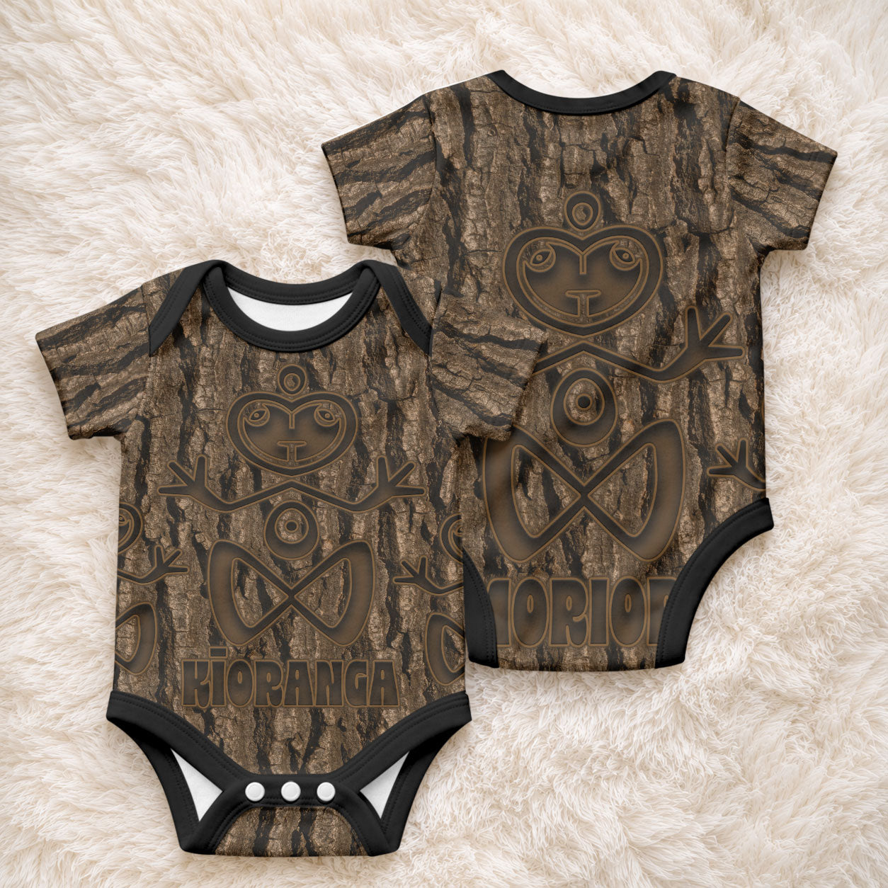 Kioranga Moriori New Zealand Baby Onesie Kopi Rakau Carving Art
