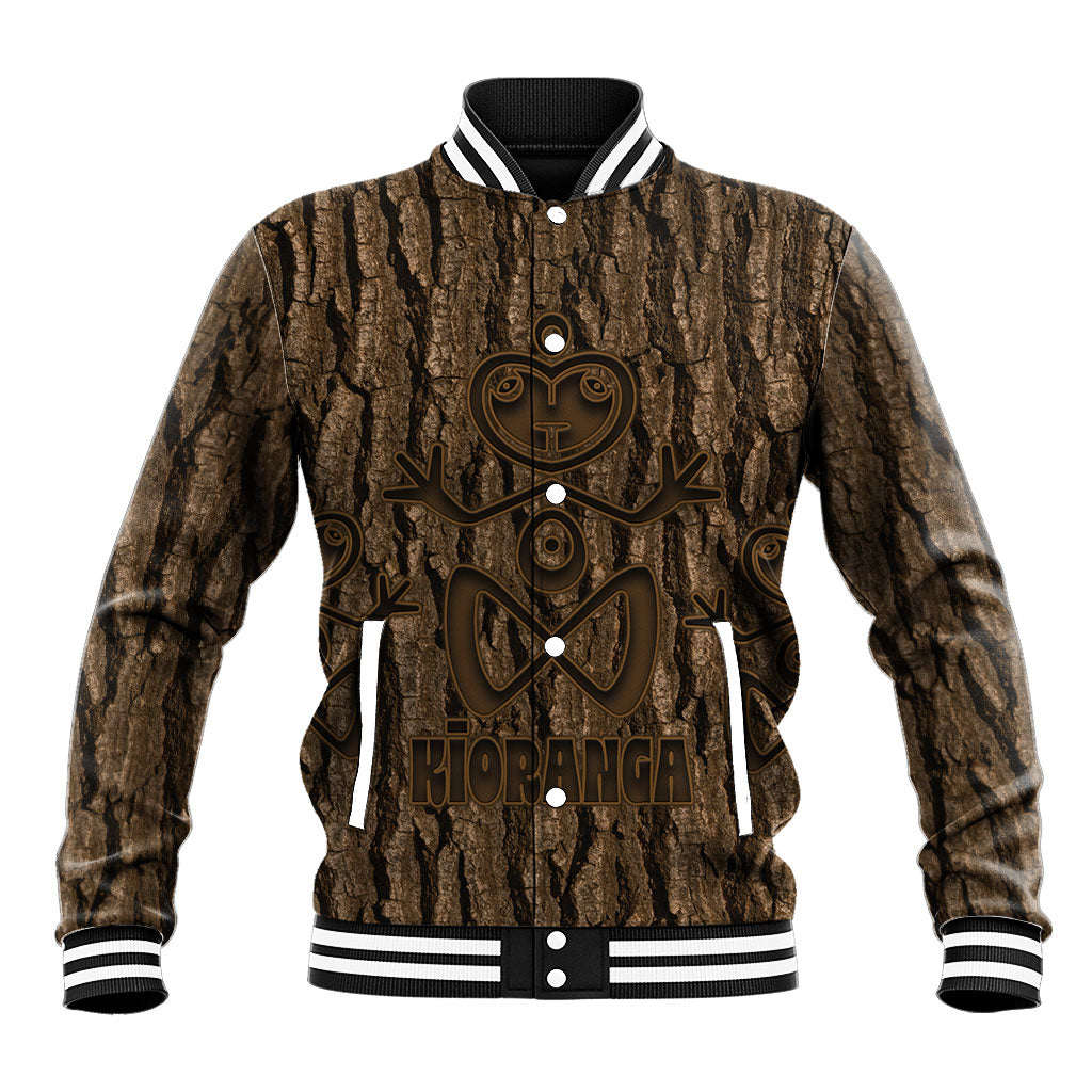 Kioranga Moriori New Zealand Baseball Jacket Kopi Rakau Carving Art