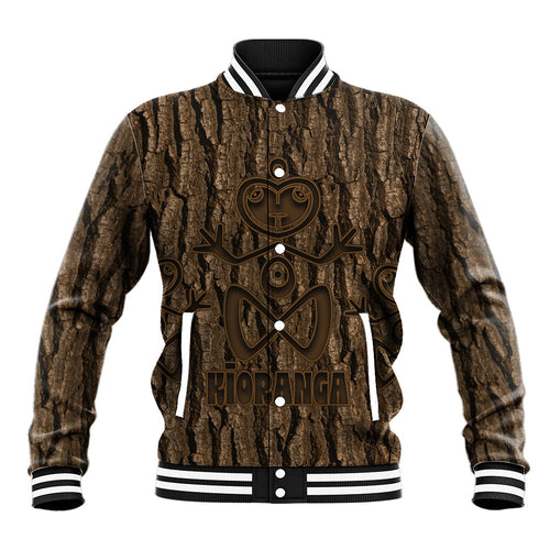 Kioranga Moriori New Zealand Baseball Jacket Kopi Rakau Carving Art