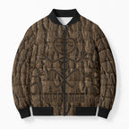 Kioranga Moriori New Zealand Bomber Puffer Jacket Kopi Rakau Carving Art