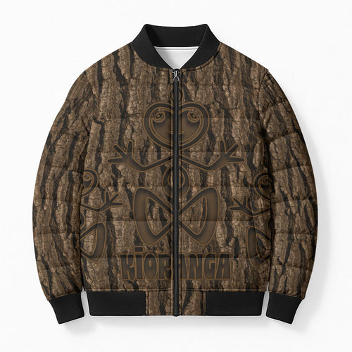 Kioranga Moriori New Zealand Bomber Puffer Jacket Kopi Rakau Carving Art