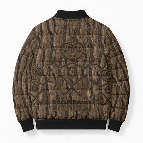 Kioranga Moriori New Zealand Bomber Puffer Jacket Kopi Rakau Carving Art