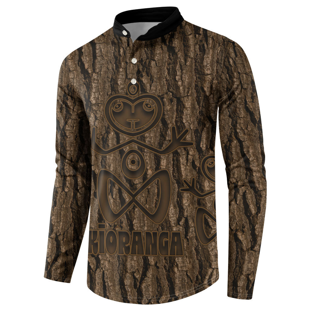 Kioranga Moriori New Zealand Button Sweatshirt Kopi Rakau Carving Art
