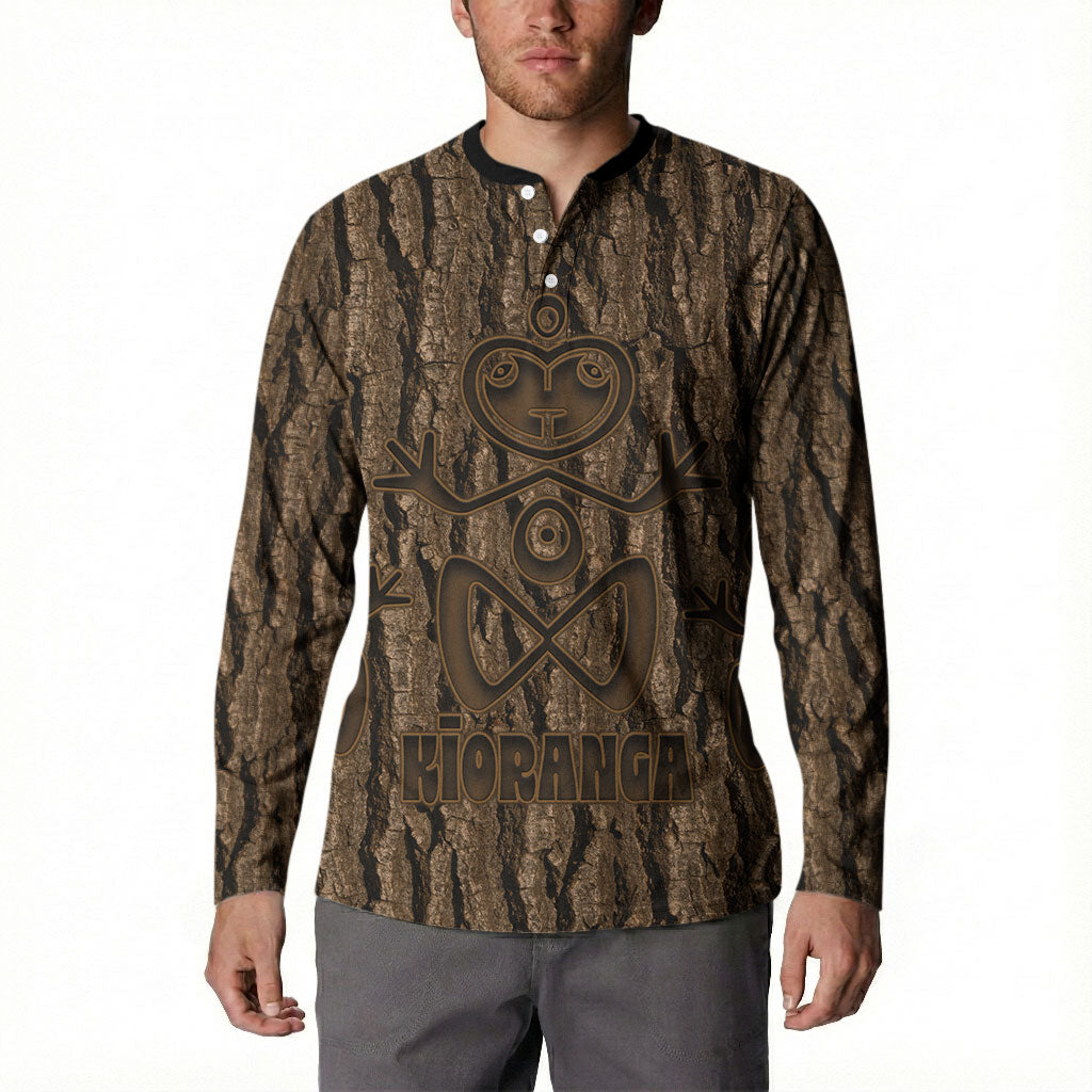 Kioranga Moriori New Zealand Button Sweatshirt Kopi Rakau Carving Art