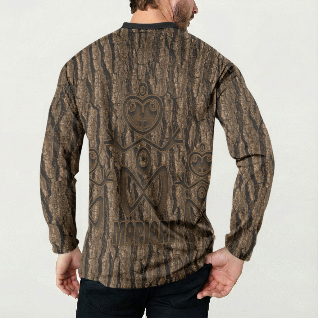 Kioranga Moriori New Zealand Button Sweatshirt Kopi Rakau Carving Art