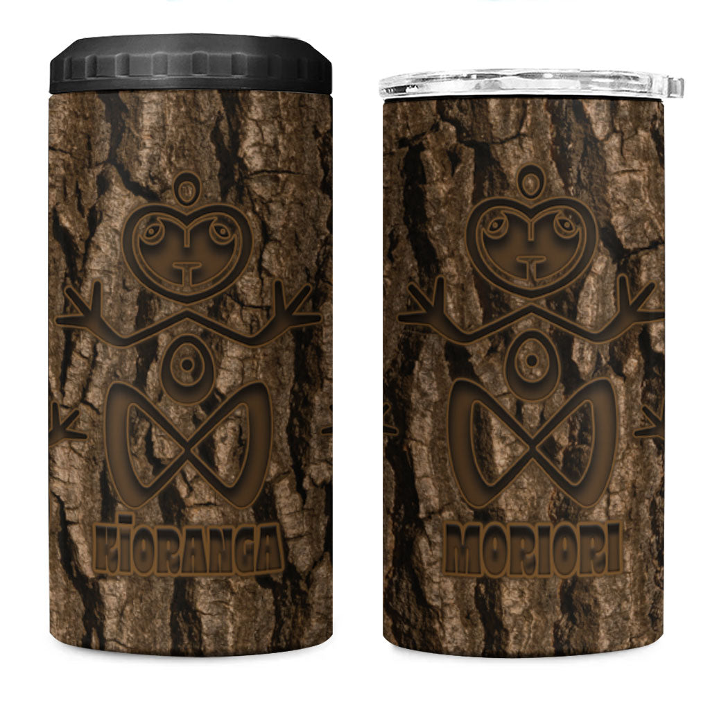 Kioranga Moriori New Zealand 4 in 1 Can Cooler Tumbler Kopi Rakau Carving Art