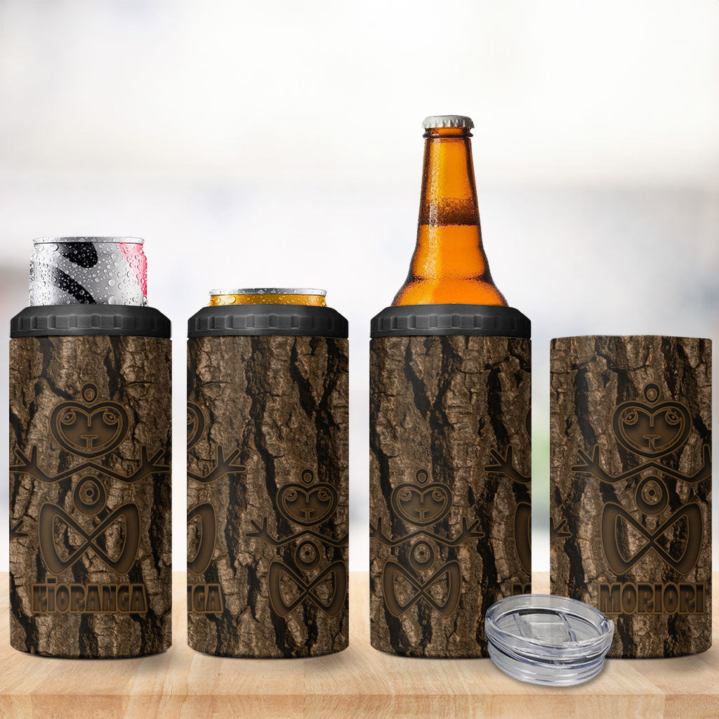 Kioranga Moriori New Zealand 4 in 1 Can Cooler Tumbler Kopi Rakau Carving Art