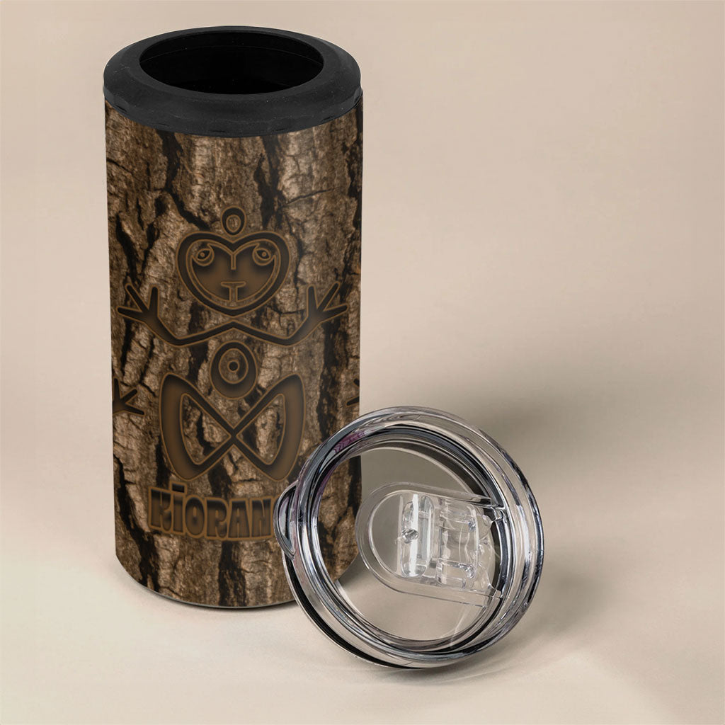 Kioranga Moriori New Zealand 4 in 1 Can Cooler Tumbler Kopi Rakau Carving Art