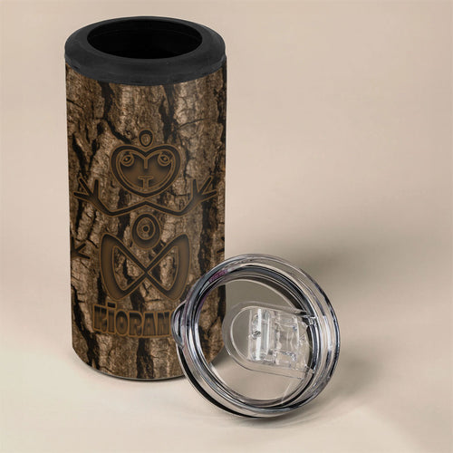 Kioranga Moriori New Zealand 4 in 1 Can Cooler Tumbler Kopi Rakau Carving Art