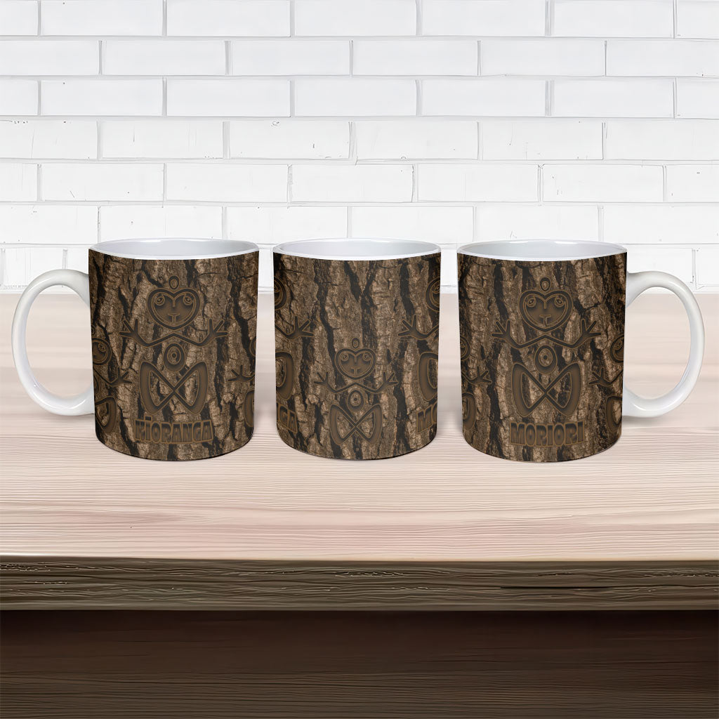 Kioranga Moriori New Zealand Ceramic Mug Kopi Rakau Carving Art