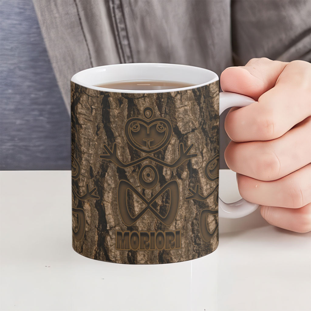 Kioranga Moriori New Zealand Ceramic Mug Kopi Rakau Carving Art