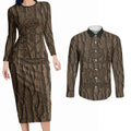 Kioranga Moriori New Zealand Couples Matching Long Sleeve Bodycon Dress and Long Sleeve Button Shirt Kopi Rakau Carving Art