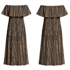 Kioranga Moriori New Zealand Couples Matching Off Shoulder Maxi Dress and Hawaiian Shirt Kopi Rakau Carving Art