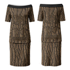 Kioranga Moriori New Zealand Couples Matching Puletasi and Long Sleeve Button Shirt Kopi Rakau Carving Art