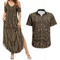 Kioranga Moriori New Zealand Couples Matching Summer Maxi Dress and Hawaiian Shirt Kopi Rakau Carving Art