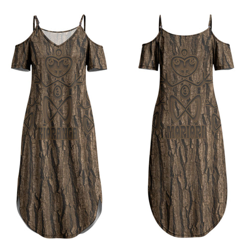 Kioranga Moriori New Zealand Couples Matching Summer Maxi Dress and Hawaiian Shirt Kopi Rakau Carving Art