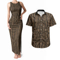 Kioranga Moriori New Zealand Couples Matching Tank Maxi Dress and Hawaiian Shirt Kopi Rakau Carving Art