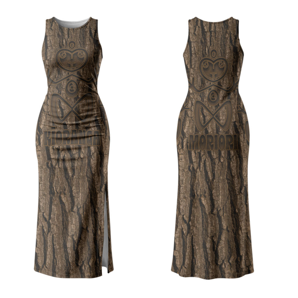 Kioranga Moriori New Zealand Couples Matching Tank Maxi Dress and Hawaiian Shirt Kopi Rakau Carving Art