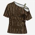 Kioranga Moriori New Zealand Cross Shoulder Shirt Kopi Rakau Carving Art
