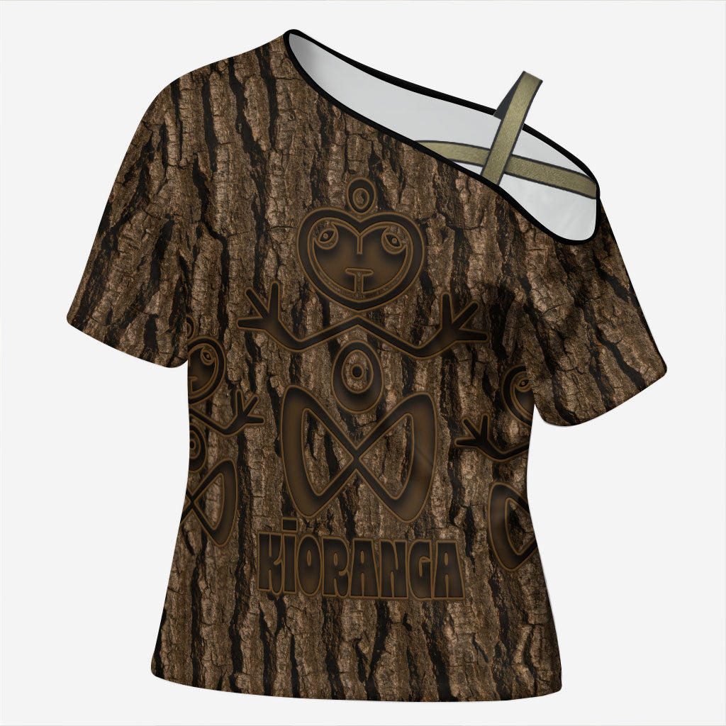 Kioranga Moriori New Zealand Cross Shoulder Shirt Kopi Rakau Carving Art
