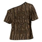 Kioranga Moriori New Zealand Cross Shoulder Shirt Kopi Rakau Carving Art