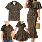 Kioranga Moriori New Zealand Family Matching Mermaid Dress and Hawaiian Shirt Kopi Rakau Carving Art