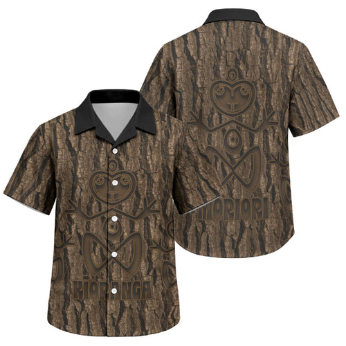 Kioranga Moriori New Zealand Family Matching Off The Shoulder Long Sleeve Dress and Hawaiian Shirt Kopi Rakau Carving Art