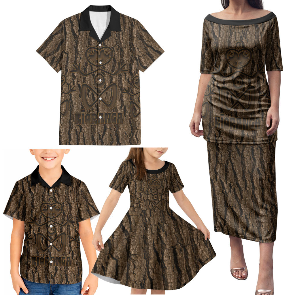 Kioranga Moriori New Zealand Family Matching Puletasi and Hawaiian Shirt Kopi Rakau Carving Art
