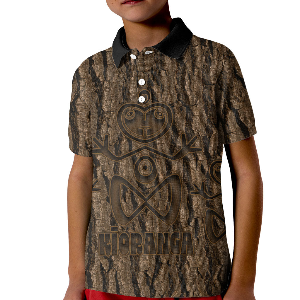 Kioranga Moriori New Zealand Kid Polo Shirt Kopi Rakau Carving Art