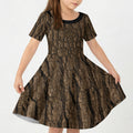 Kioranga Moriori New Zealand Kid Short Sleeve Dress Kopi Rakau Carving Art