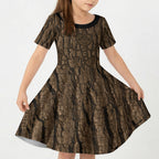 Kioranga Moriori New Zealand Kid Short Sleeve Dress Kopi Rakau Carving Art