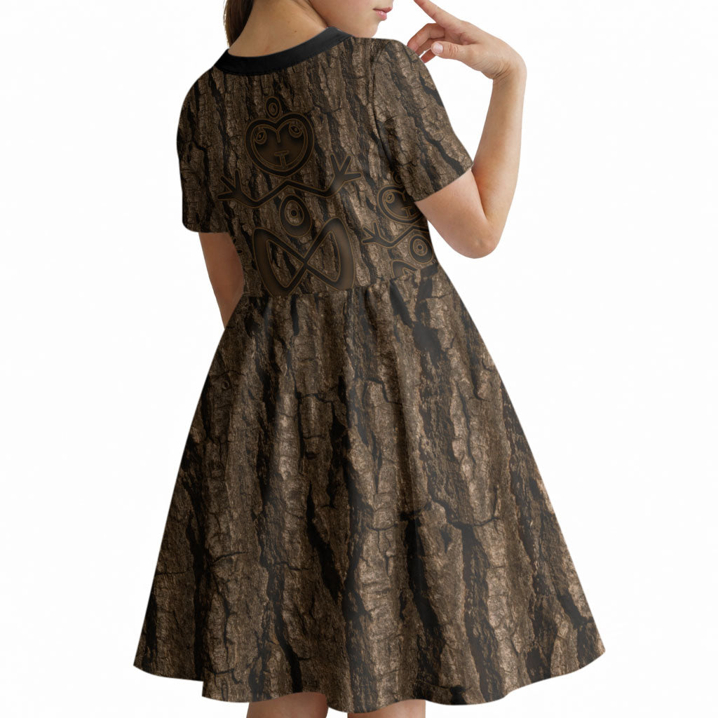 Kioranga Moriori New Zealand Kid Short Sleeve Dress Kopi Rakau Carving Art