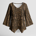 Kioranga Moriori New Zealand Kimono Sleeve Blouse Kopi Rakau Carving Art