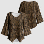 Kioranga Moriori New Zealand Kimono Sleeve Blouse Kopi Rakau Carving Art