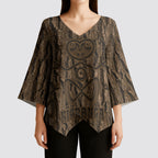 Kioranga Moriori New Zealand Kimono Sleeve Blouse Kopi Rakau Carving Art