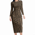 Kioranga Moriori New Zealand Long Sleeve Bodycon Dress Kopi Rakau Carving Art