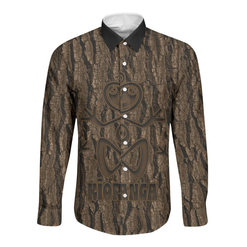 Kioranga Moriori New Zealand Long Sleeve Button Shirt Kopi Rakau Carving Art