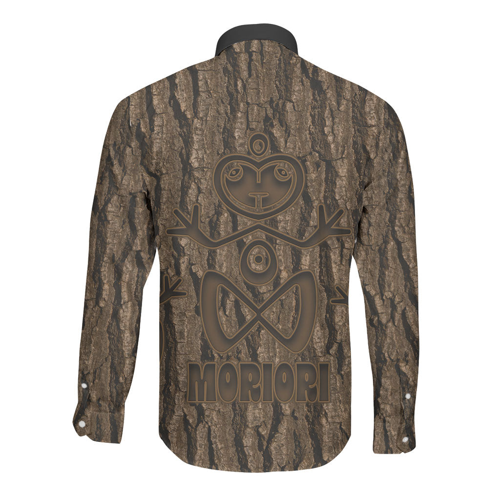 Kioranga Moriori New Zealand Long Sleeve Button Shirt Kopi Rakau Carving Art