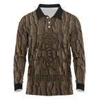 Kioranga Moriori New Zealand Long Sleeve Polo Shirt Kopi Rakau Carving Art
